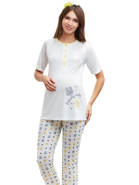 FLZ 24325 Kadın Yazlık Lohusa Pijama Takım ürün görseli 1