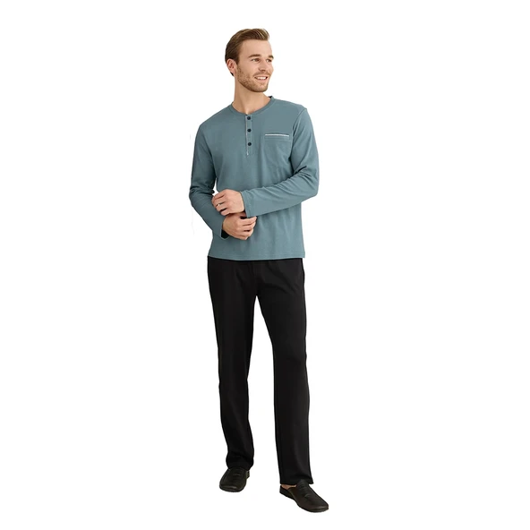 Elitepoint 1614 Erkek Ön Üç Düğmeli Cepli Kışlık Pijama Takım ürün görseli