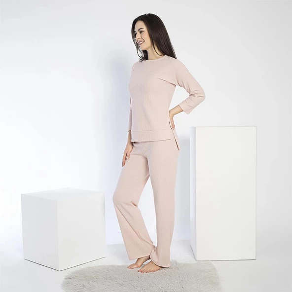 Confeo 840-641 Kadın Kışlık Fitilli Uzun Kol Pijama Takım - Resim 9