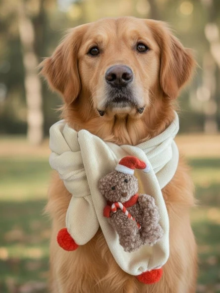 Teddy Santa Yılbaşı Köpek Atkısı | Polar Peluş Köpek Atkısı | Köpek Yılbaşı Aksesuarı | Orta ve Büyük Irklar İçin ürün görseli 1