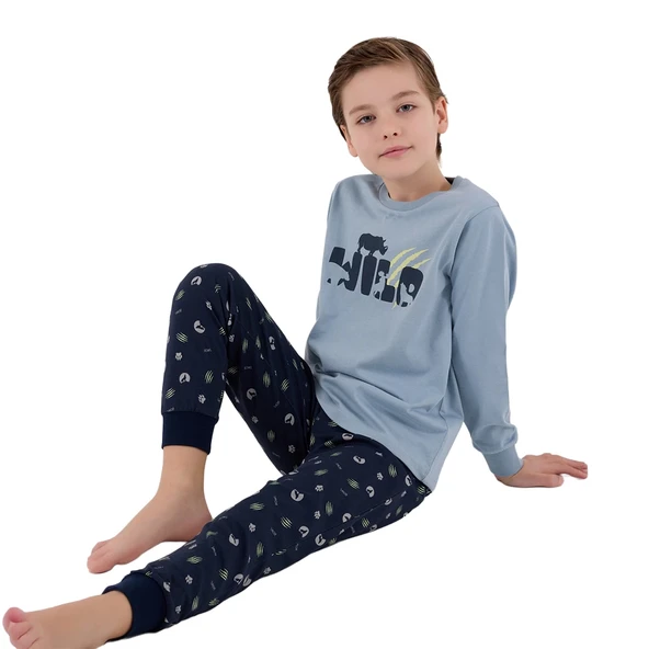 RolyPoly RP3683-G Erkek Garson Boy Çocuk Kışlık İkili Pijama Takım - Resim 2