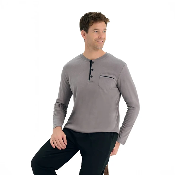 Over Sleep 2205 Erkek Kışlık Interlok Pijama Takım ürün görseli 1