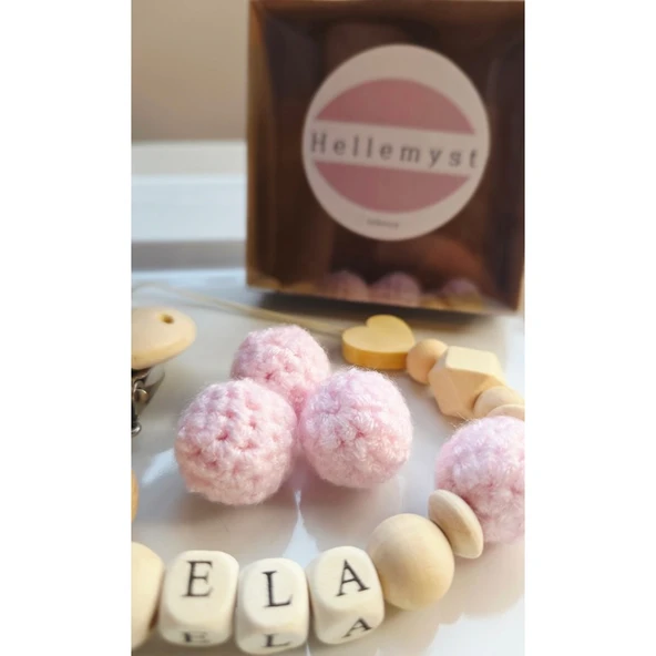 Hellemyst Kalpli Pembe Isimli Bebek Emzik Zinciri Askısı - Resim 2