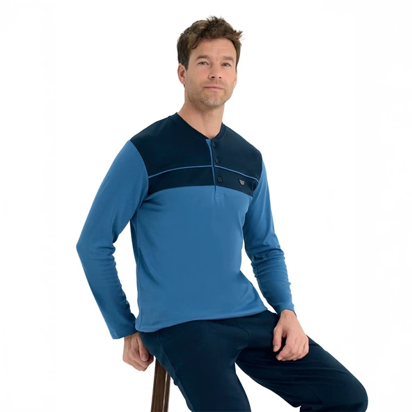 Over Sleep 2213 Erkek Kışlık Interlok Pijama Takım ürün görseli