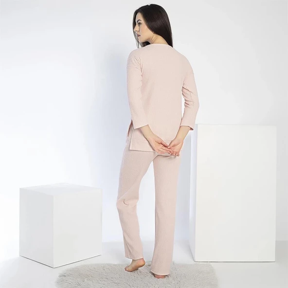 Confeo 840-641 Kadın Kışlık Fitilli Uzun Kol Pijama Takım - Resim 8