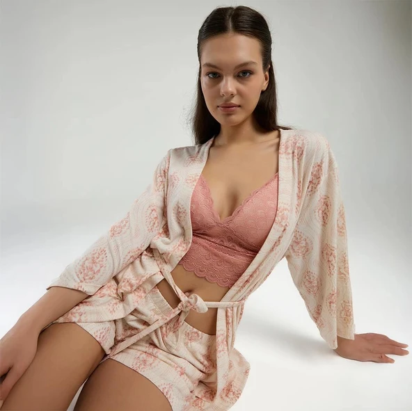 Arnetta 3260S Kadın 3lü Yazlık Pijama Takım - Resim 4