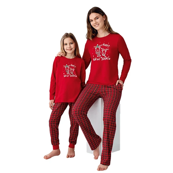 Arnetta AR3514C Anne Kız New Year Kışlık İkili Pijama Takım (Kız Çocuk) - Resim 2