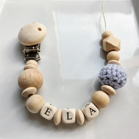 Hellemyst Kısa Isimlere Özel Mavi Bebek Emzik Zinciri Askısı ürün görseli 1