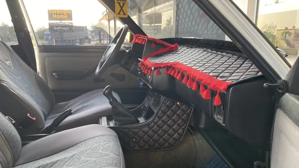 Tofaş Torpido Örtüsü & Konsol Kumaşı Kırmızı Püsküllü - Resim 3