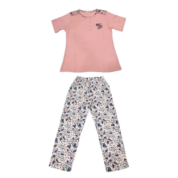 Over Sleep 121K Kadın Yazlık  Kısa Kol Pijama Takım ürün görseli 1