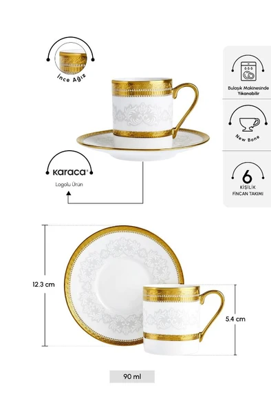 Charlotte 6 Kişilik Kahve Fincanı 90 ml - Resim 2