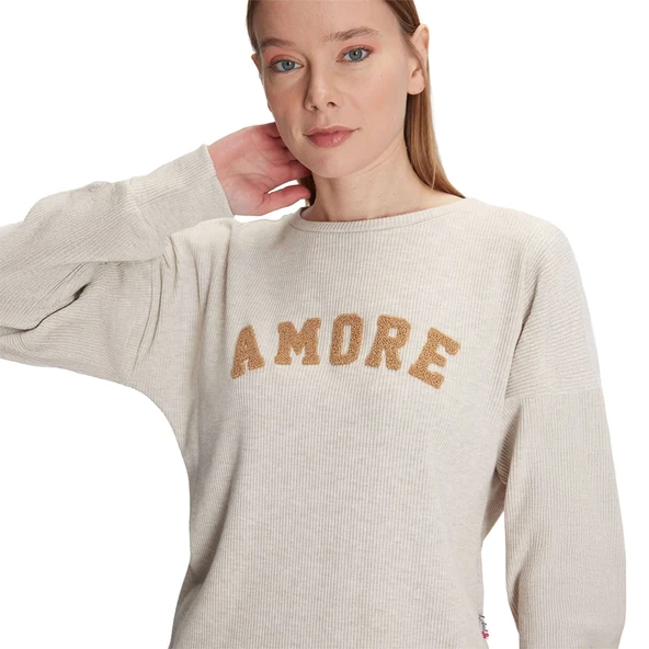 Anıl 11271 Kadın Uzun Kol Sweatshirt ve Pantolon T - Resim 2