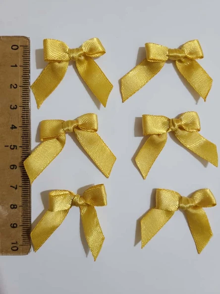 Pratikbox Mini Fiyonk / Saten 1cm'lik / Hediyelik / Süsleme / Altın Renk / 50 Adet - Resim 2