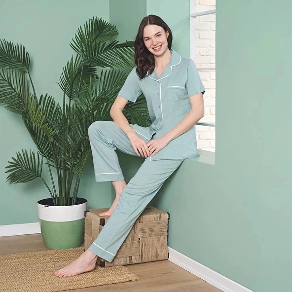 Over Sleep 1864 Kadın Kısa Kol Modal  Yazlık Pijama Takım ürün görseli 1