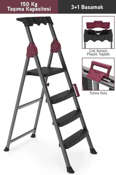 Perilla Comfort Plastik Basamaklı Merdiven 3+1 51203 ürün görseli 1