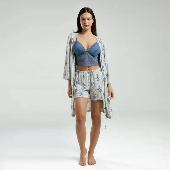 Arnetta 3260S Kadın 3lü Yazlık Pijama Takım - Resim 2