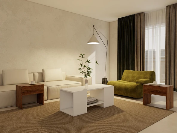 Lupo Orta Sehpa Amalfi Beyaz Renk - Resim 3