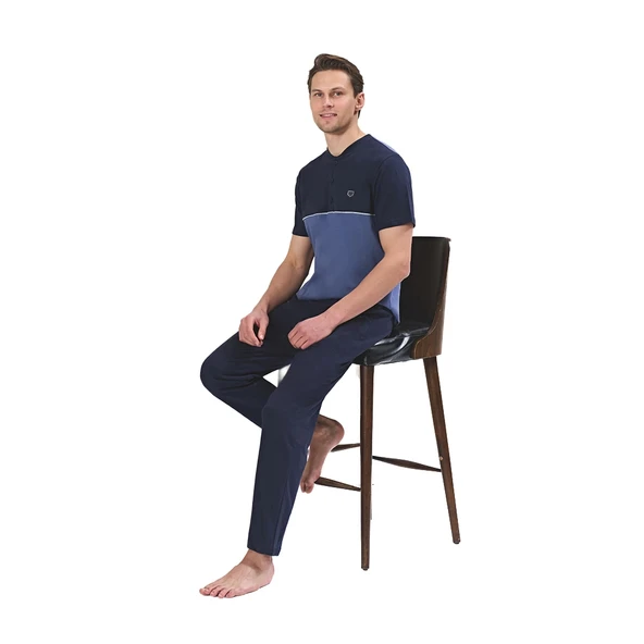 Over Sleep 1721 Erkek Süprem Uzun Kol Dört Mevsim Pijama Takım ürün görseli 1