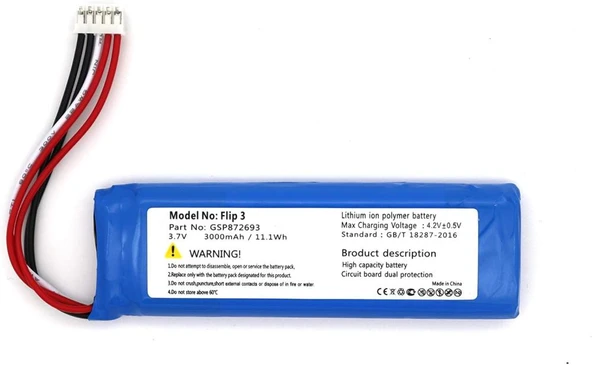 Sertec JBL Flip 3 uyumlu 3.7v 3000 mah Soketli Batarya ürün görseli 1
