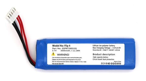 Sertec JBL Flip 4 uyumlu 3.7v 3000 mah Soketli Batarya ürün görseli 1