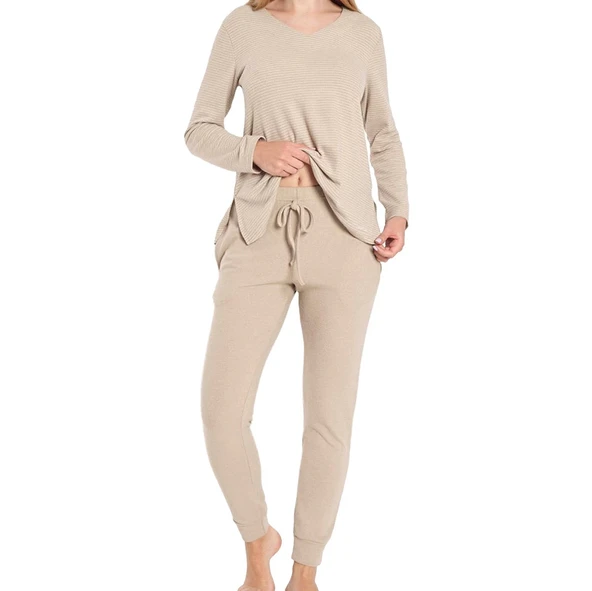 Confeo 840-802 Kadın V Yaka Uzunkol Pi̇jama Takım - Resim 2