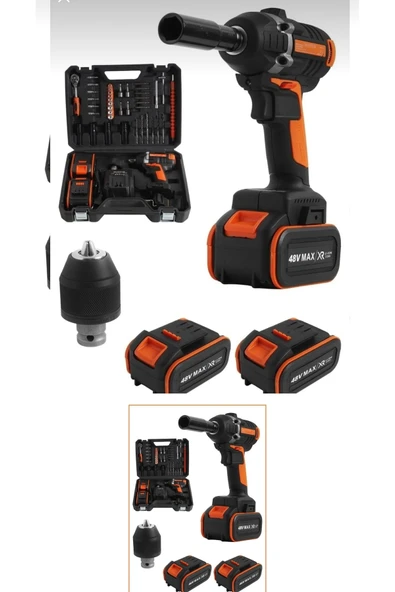 Maxstar Çok Işlevli Kömürsüz 48 V 5 Ah Çift Akülü Lion Taşıma Çantalı Somun Sıkma Setli ürün görseli 1