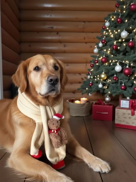 Teddy Santa Yılbaşı Köpek Atkısı | Polar Peluş Köpek Atkısı | Köpek Yılbaşı Aksesuarı | Orta ve Büyük Irklar İçin - Resim 3