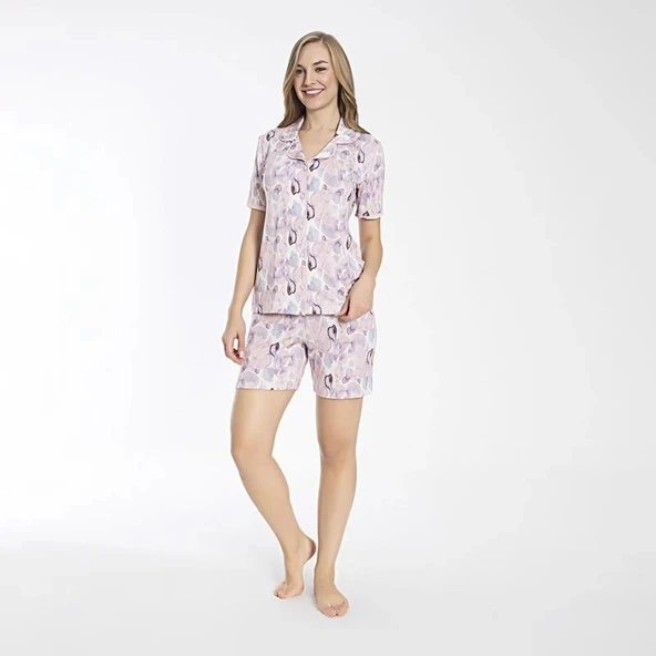 Confeo 840-380 Kadın Yazlık Kısa Kol Düğmeli Pijama Takım ürün görseli 1