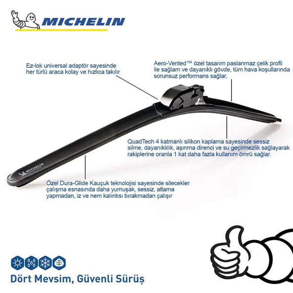 Michelin MULTIFIT™ MC33900 45CM 1 Adet Universal Muz Tipi Silecek - Resim 4
