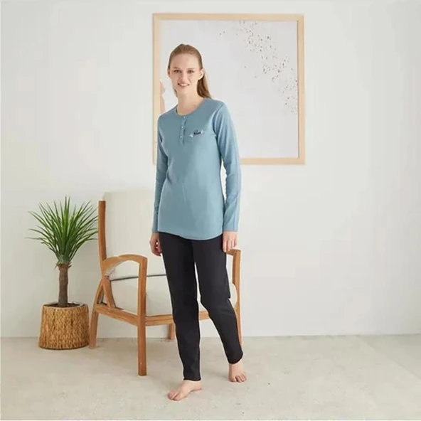 Rozalinda 2814 Kadın Kışlık Üç DüğmeliPijama Takım ürün görseli 1