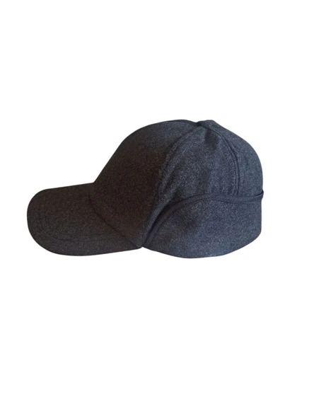 Kulaklı Füme Kaşe Şapka Kışlık Kaşe Erkek Şapka - Resim 3