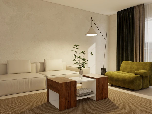 Lupo Orta Sehpa Amalfi Beyaz Renk - Resim 2