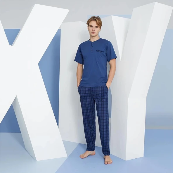 Kly 2118 Erkek Midi Yaka Şortlu Takım - Resim 2