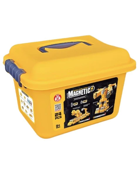 Kızılkaya Manyetik Dönüşebilir Araç ve İş Makineleri Yapım Seti Kutulu 24 Parça XH8569 ürün görseli 1