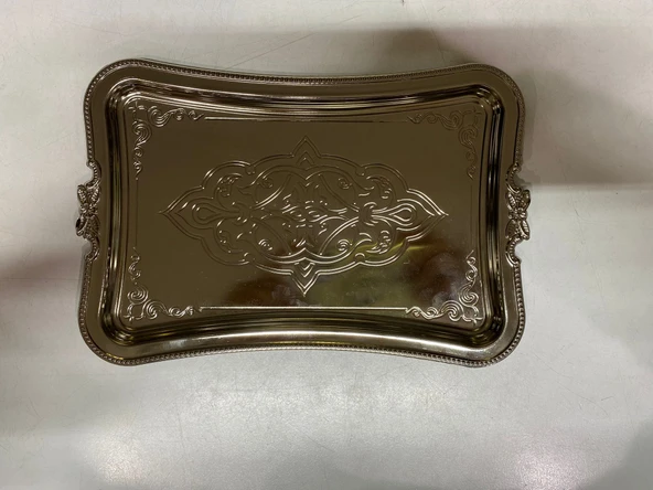 DURU TEK KİŞİLİK TEPSİ GÜMÜŞ 25 X 15 - Resim 2