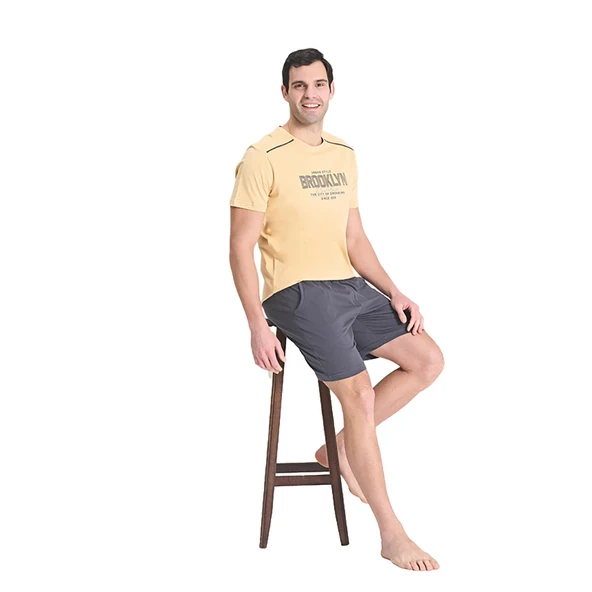 Over Sleep 1789 Erkek Yazlık Şortlu Kısa Kol Pijama Takım ürün görseli 1