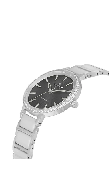 NACAR SAFİR CAM GRİ KADIN KOL SAATİ NC33-398208-AGMS - Resim 2