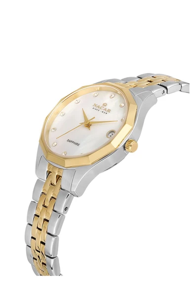 NACAR SAFİR CAM GÜMÜŞ - ALTIN KADIN KOL SAATİ NC34-39B715-CSMS - Resim 2