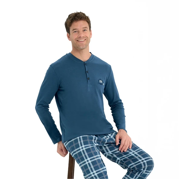 Over Sleep 2234 Erkek Kışlık Interlok Pijama Takım ürün görseli 1