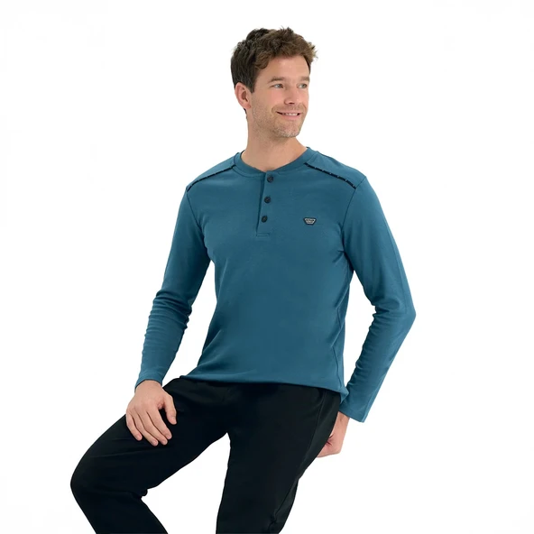 Over Sleep 2201 Erkek Kışlık Interlok Pijama Takım ürün görseli