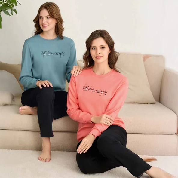 Rozalinda 3905 Kadın Kışlık O-Yaka Pijama Takım - Resim 3