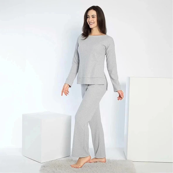 Confeo 840-641 Kadın Kışlık Fitilli Uzun Kol Pijama Takım ürün görseli 1