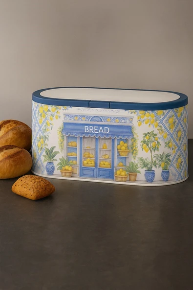 Desenli Metal Ekmek Kutusu – Renkli Mutfak Düzeni ve Tazelik Koruma DC-6768 - Resim 2