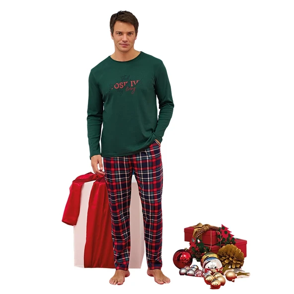 Over Sleep 2252 Erkek Eşli Yılbaşı Pijama Takım ürün görseli