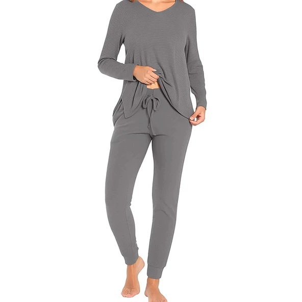 Confeo 840-802 Kadın V Yaka Uzunkol Pi̇jama Takım ürün görseli 1