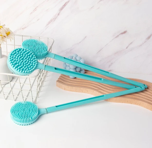 Çift Taraflı Silikon Uzun Saplı  Banyo Fırçası CM-331 - Resim 3