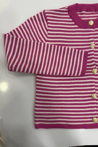 Hipatu İnce Çizgili Altın Düğme Hırka (1780) - Resim 3