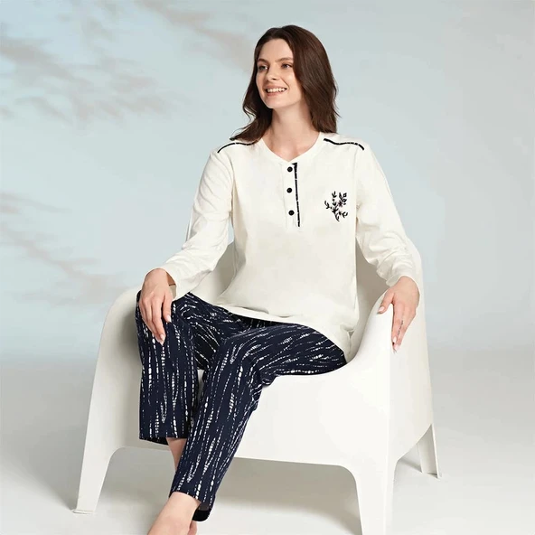 Miss Klein 1235 Kadın Kışlık Üç Düğme Pijama Takımı ürün görseli 1