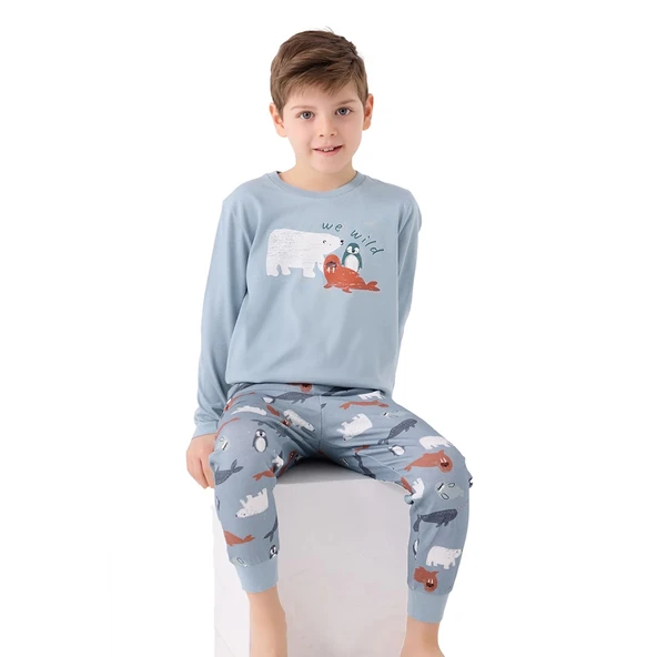 RolyPoly RP3420-2 Erkek Çocuk Kışlık İkili Pijama Takım - Resim 3