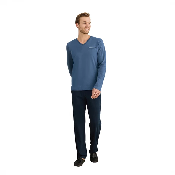 Elitepoint 1616 Erkek V-Yaka Kışlık Pijama Takım ürün görseli 1